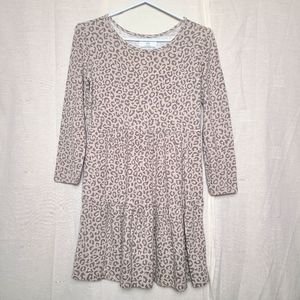 Old Navy Girl's Cozy Grey Leopard Animal Print Plush-Knit Tiered Dress